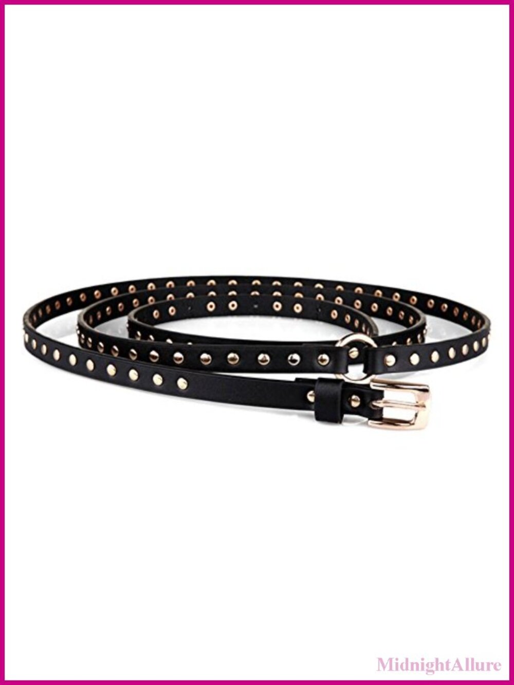 Punk Studded Genuine Leather Double Wrap Jean Belt Thin